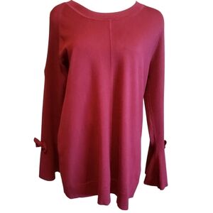 Karl Lagerfield Sweater Womens L Burgundy Cold Shoulder Pullover Lagenlook Top